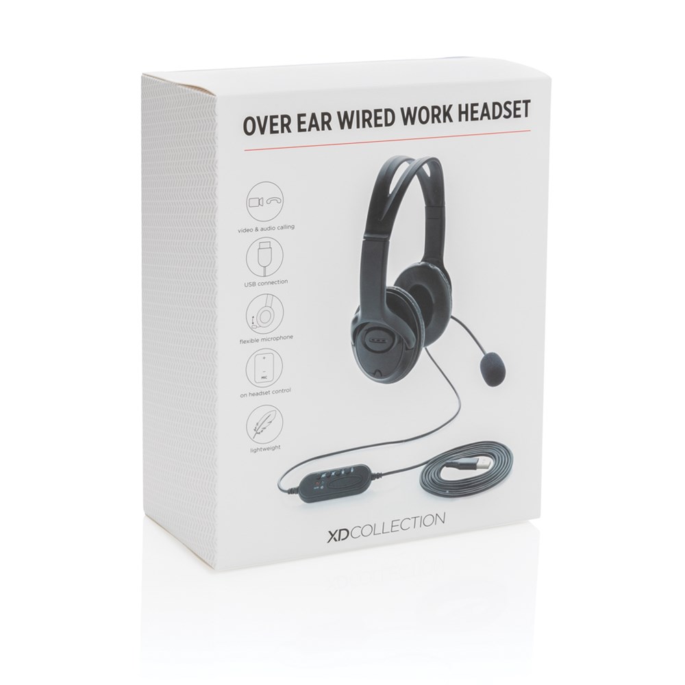 Over ear werk hoofdtelefoon met kabel